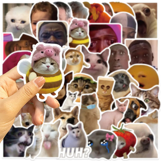 Cute Cat Meme Stickers Pack for Laptop, Fridge, Guitar, Bike, DIY Scrapbook
