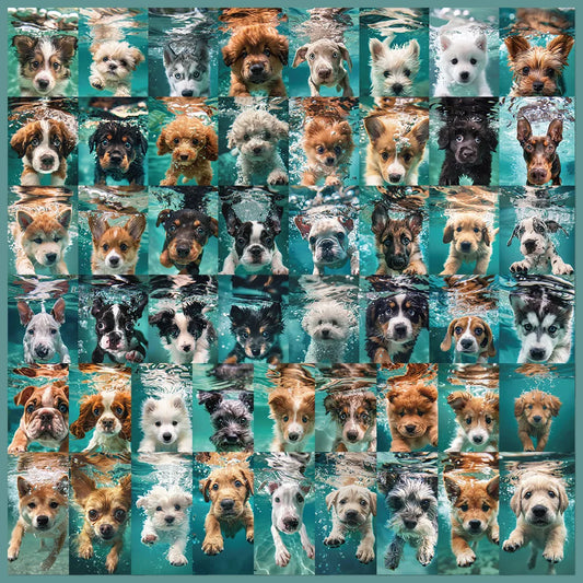 50pcs Cartoon Underwater Dog Stickers for Helmets, Walls, DIY Decor