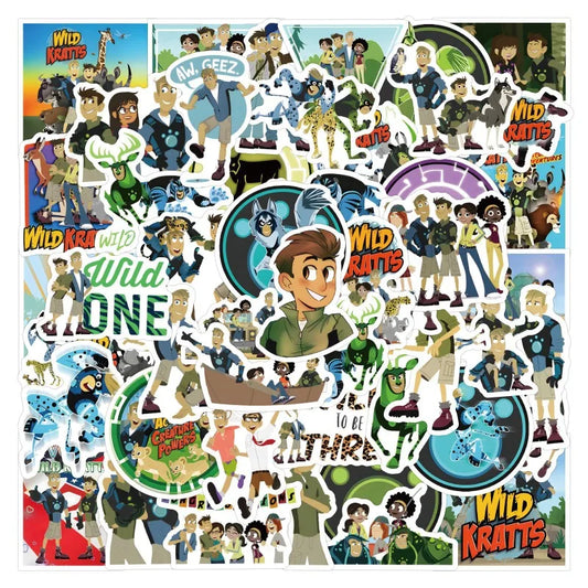 Wild Kratts Stickers 55pcs - Cartoon, Luggage, Phone, Skateboard, Computer, Refrigerator Decor