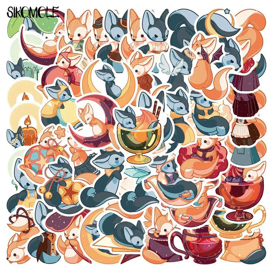 Cartoon Fox Stickers Pack for Laptop, Luggage, Skateboard, Suitcase, DIY Decor