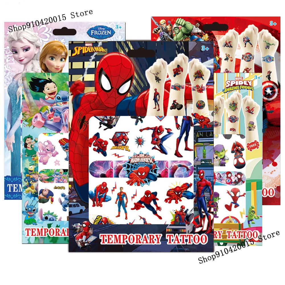 Disney Kids Fake Temporary Tattoo Sticker Toy Frozen Avengers Stitch Spiderman DIY Face Arm Body Art Waterproof Tattoos Children