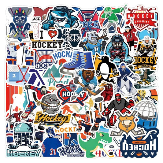 55pcs Cartoon Ice Hockey Stickers for Laptop, Phone, Water Bottle, Scooter, Suitcase, Refrigerator, Stationery