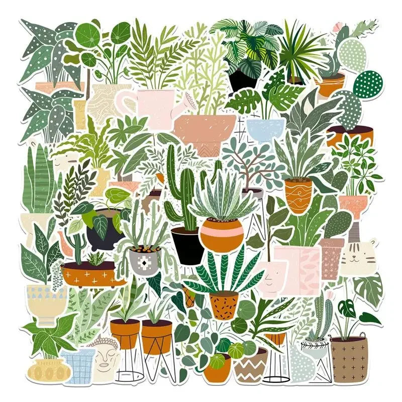 Cute Plant Stickers for Kids - 10/30/44PCS PVC Set