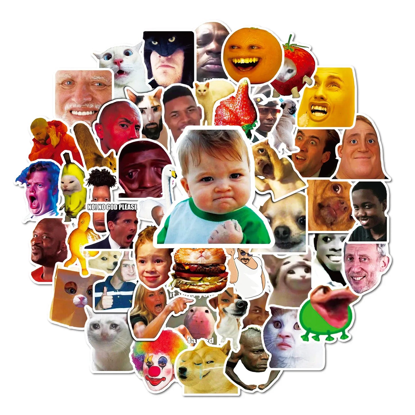 Mixed Funny Meme Stickers for Laptop, Phone, Motorcycle, Car, Fridge, Guitar - 10/30/50PCS Decals