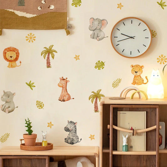 Cartoon Animal Wall Stickers PVC Removable Decals Kids Room Nursery Decor
