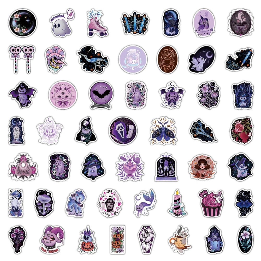 10/30/50/100PCS Cute Gothic Halloween Witch Graffiti Stickers Waterproof Skateboard Laptop Motorcycle Luggage Car Sticker Decal