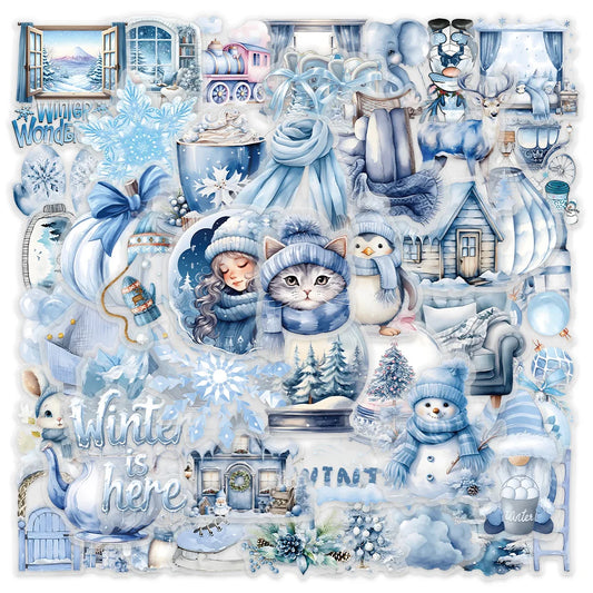 Romantic Winter Snow Scene Stickers PVC Waterproof Skateboard Notebook Graffiti 10/30/50PCS