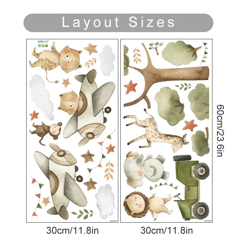 Boho Safari Animals Wall Sticker Nursery Decor