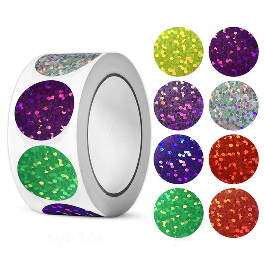 100-500pcs Holographic Color Round Stickers Wedding Gift Seal Labels Decor Stickers Kids Reward Foil Star Stationery Stickers