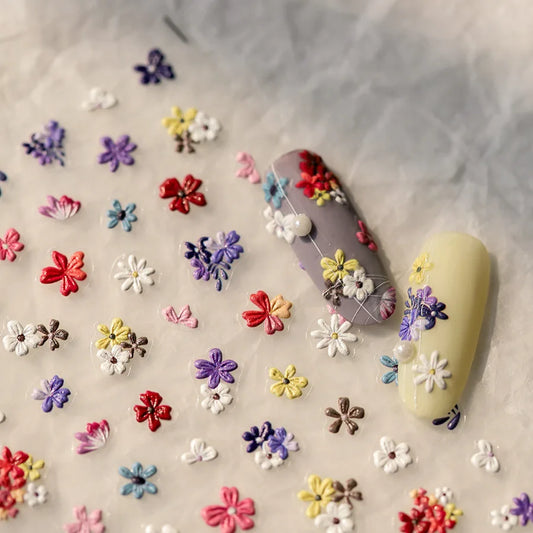 Wildflower Nail Art Stickers: Daisy, Peach, Lavender Decals