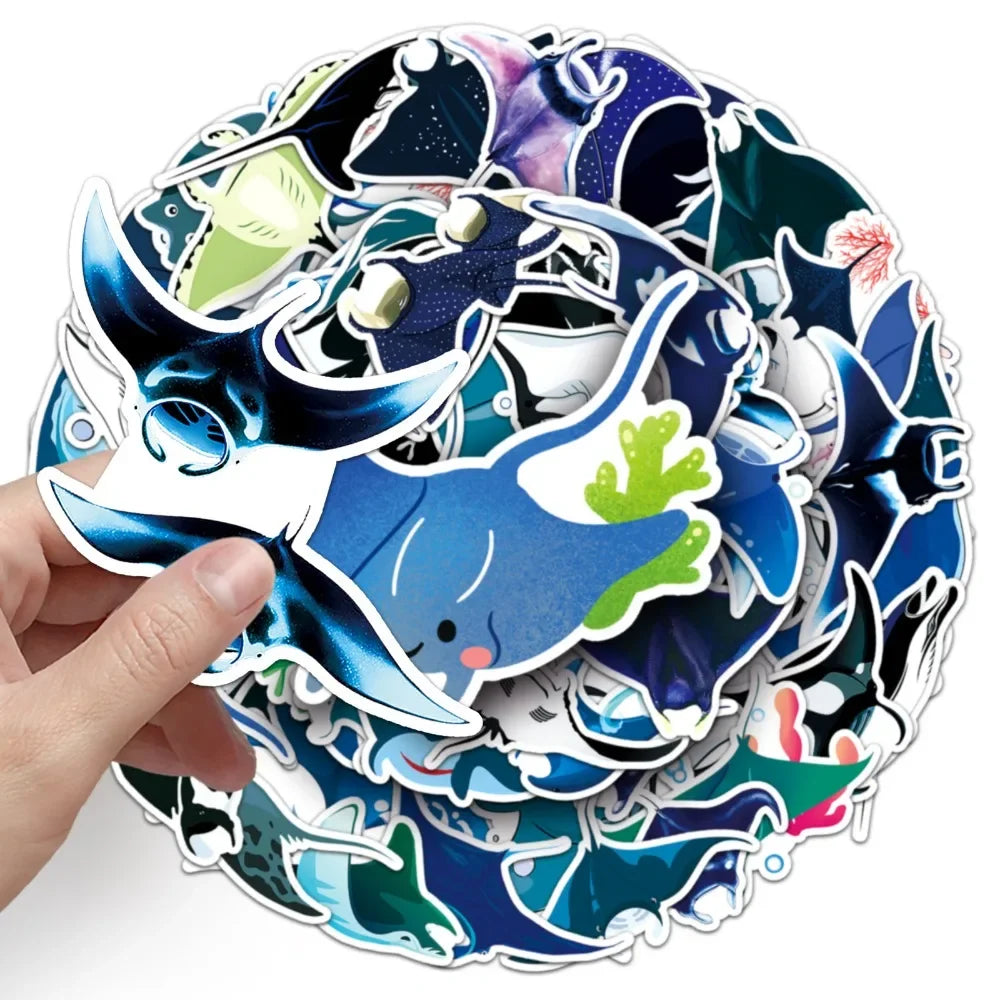 10/50Pcs Manta Rays Stickers Decal Vinyl for DIY Stationery Scrapbooking Guitar Laptop Skateboard Stickers 2024