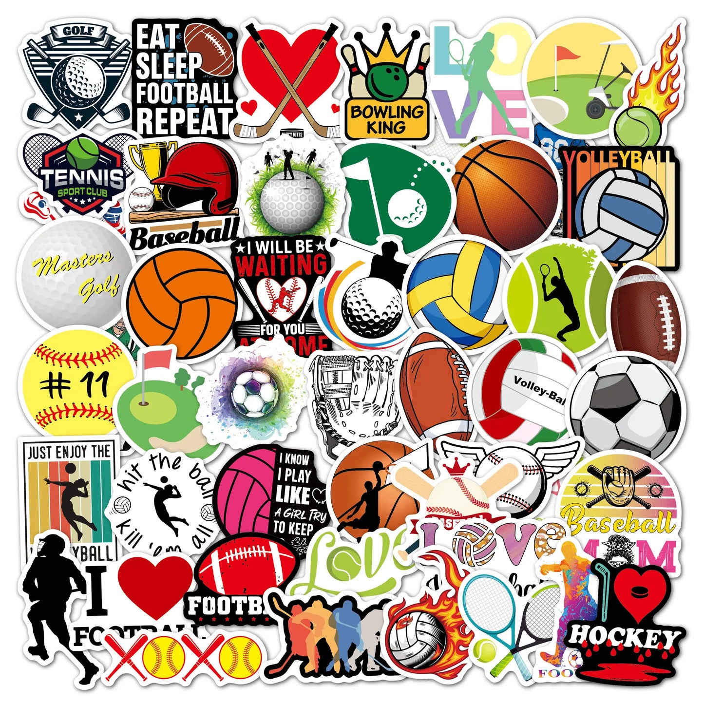 10/30/50/100PCS Ball Sports Sticker Basketball Soccer Waterproof Graffiti DIY Case Cute Laptop Skin Kawaii Packaging Aesthetic