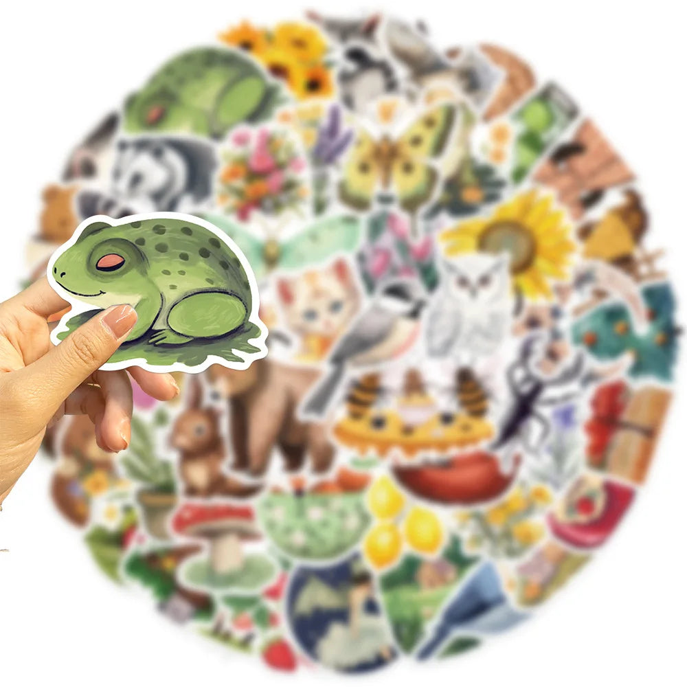 10/30/50PCS Cute Forest Animal Cartoon Stickers DIY Decoration Waterproof Skateboard Fridge Laptop Phone Car Notebook Decals Toy