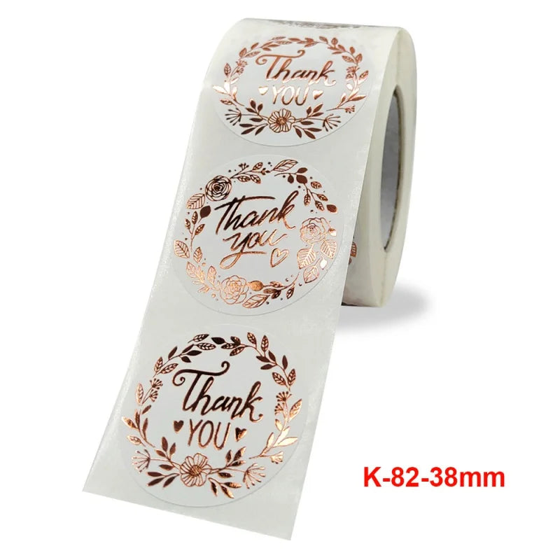 500 Pcs 1.5inch/3.8cm Round Laser English Thank You Gift Seal Sealing Stickers with Waterproof Wedding Holiday Label