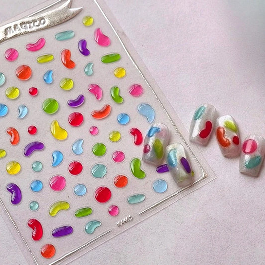 5D Graffiti Nail Art Stickers: Colorful Geometric Decals