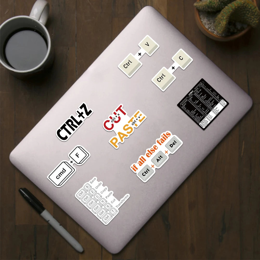 30PCS Shortcut Key Tips Waterproof Computer Sticker DIY Keyboard ipad Laptop And Desktop Student Gift Decoration Toy Sticker