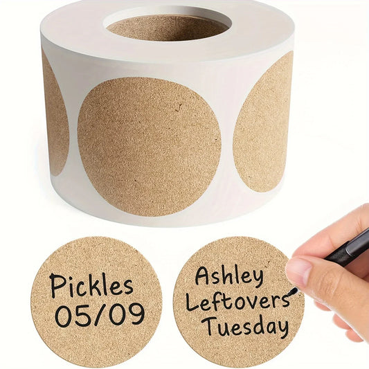 500PCs/Roll Kraft Round Stickers Self-adhesive Label Paper Sticker Classification Name Personalized Labels Thank You Stickers
