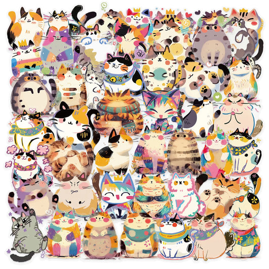 Cartoon Kitten Stickers 10/30/50PCS Waterproof PVC for Skateboard Notebook Decoration