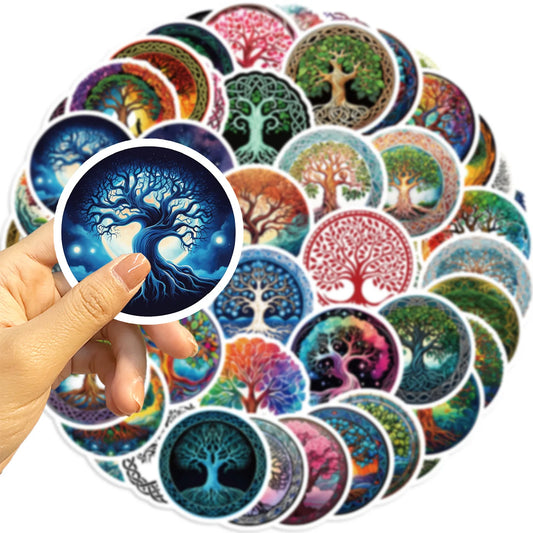 Tree of Life Cartoon Stickers Waterproof Decals for Luggage Laptop Phone Car Bike Skateboard