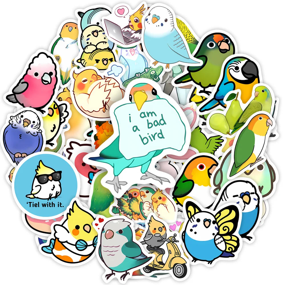 Kawaii Cute Cartoon Parrot Bird DIY Toy Gift Decal Decorative Graffiti Stickers for Phone Luggage Laptop Scrapbook Waterproof