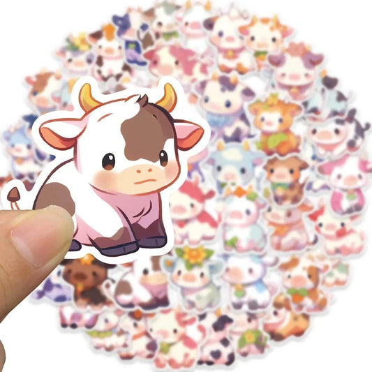 Cartoon Rainbow Cow Sticker Pack for Kids - Laptop, Scrapbooking, Notebook Decals (10/30/50pcs)