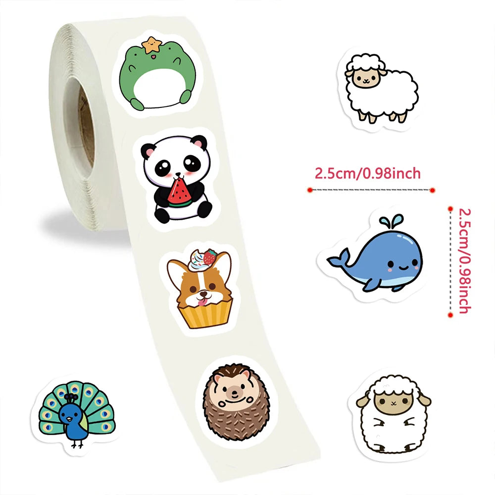 Cartoon Cute Animal Whale Sheep Frog Dog Roll Sticker Graffiti DIY Diary Pencil Box Notebook Luggage Vase Sticker Kids Toy Gift