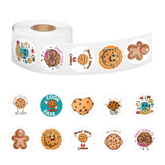 100-500pcs Cartoon Cookies Stickers for Yummy Dessert Sticker for Stationery Scrapbook Phone Art Bakery Sealed Label Decal