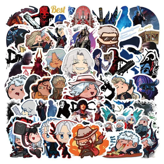 50pcs Devil May Cry Stickers for Laptop, Phone, Car, Scooter, Suitcase, Water Bottle, Refrigerator