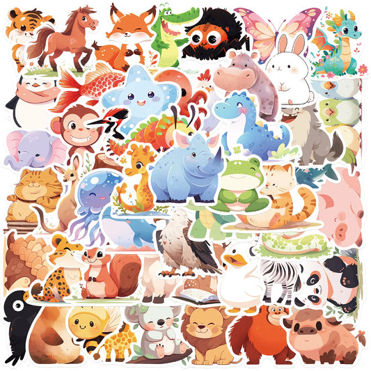 10/50PCS Ins Style Cute Zoo Animals Cartoon Stickers Decals Toy for Laptop Guitar Phone Travel Luggage Kawaii Sticker Gifts