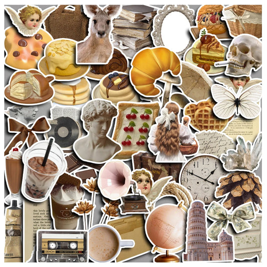 Vintage Vsco Aesthetic Stickers Pack - Cartoon Art Decals for Laptop, Notebook, Fridge, Album