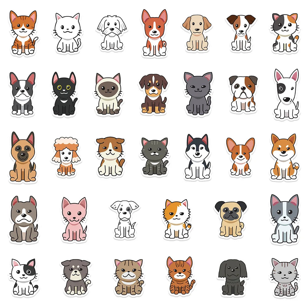 33Pcs Cat Dog Pet Stickers Laptop Bicycle Guitar Skateboard Sticker Kid DIY Graffiti Waterproof Stickers Toy