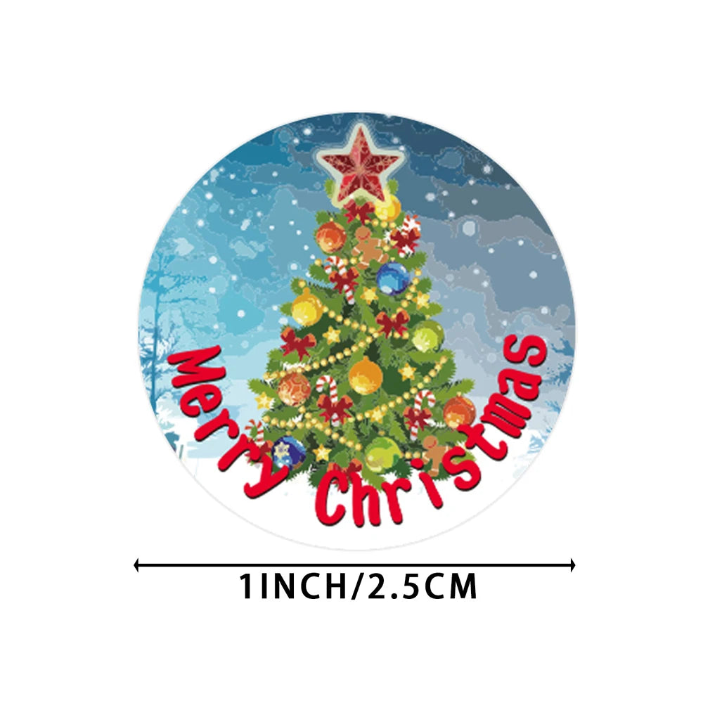 100-500pcs 4 Designs 1 Inch Christmas Theme Seal Labels Stickers For DIY Gift Baking Package Envelope Stationery Decoration