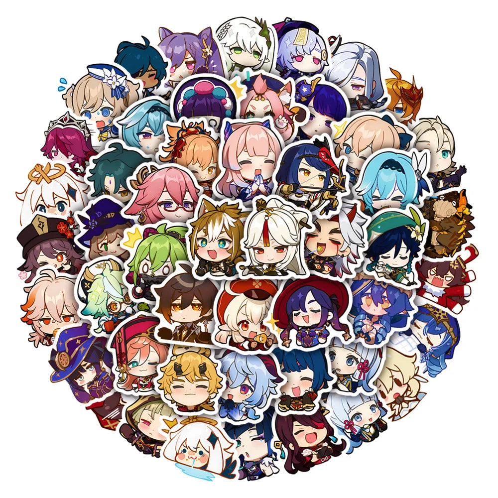 Genshin Impact Anime Stickers Set - Phone, Notebook, Laptop, Suitcase Decor