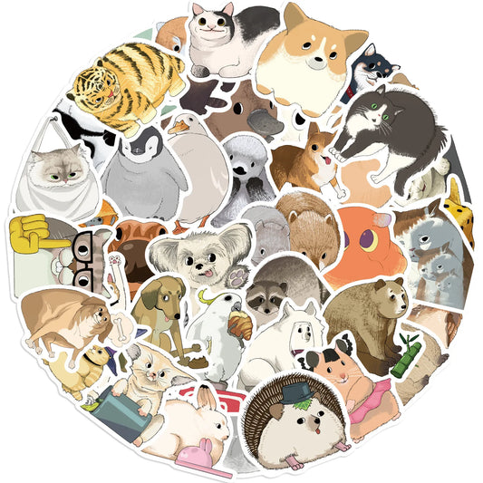 Cartoon Animal Stickers 10/30/50Pcs for Suitcase, Skateboard, Laptop, Luggage, Phone, DIY Decal