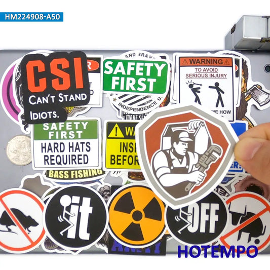 20/30/50Pieces Safety First Decals Danger Warning Caution Tip Mix Helmet Stickers for Motorcycle Car Bike Luggage Laptop Sticker
