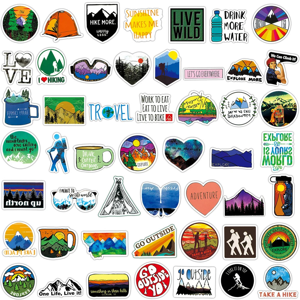 10/30/50/100pcs Outdoor Travel Camping Graffiti Cartoon Stickers Decals Laptop Motorcycle Scrapbook Waterproof Sticker Kids Toy