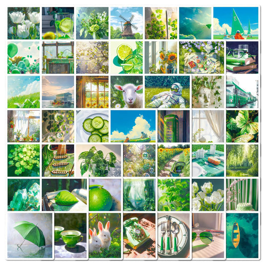 Green Cartoon Stickers Pack for DIY Scrapbook, Laptop, Phone, Car, Bike, Skateboard