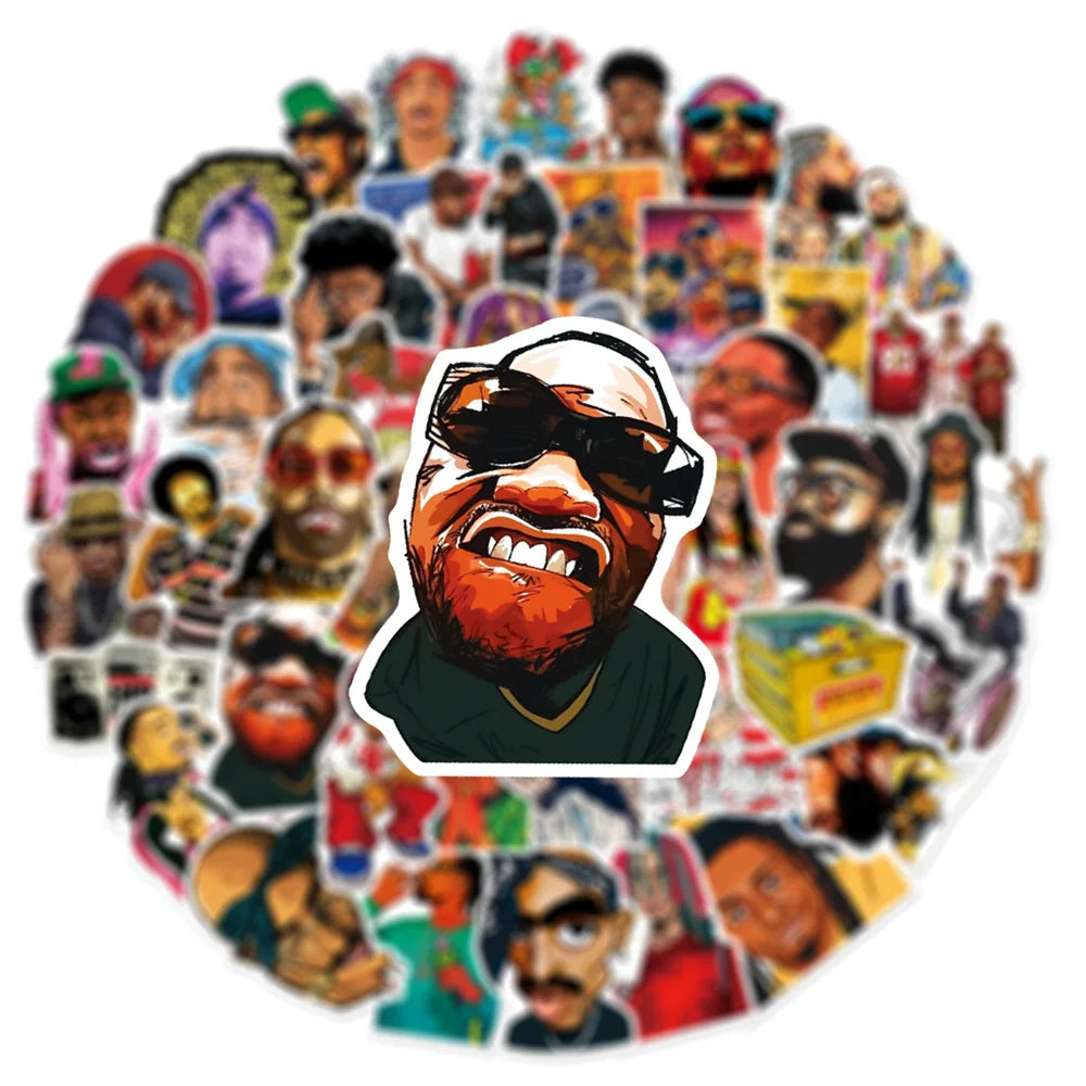 50pcs HipHop Rap Singer Rapper Stickers For Guitar Stationery Suitcase Sticker Vintage Craft Supplies Scrapbooking Materiales