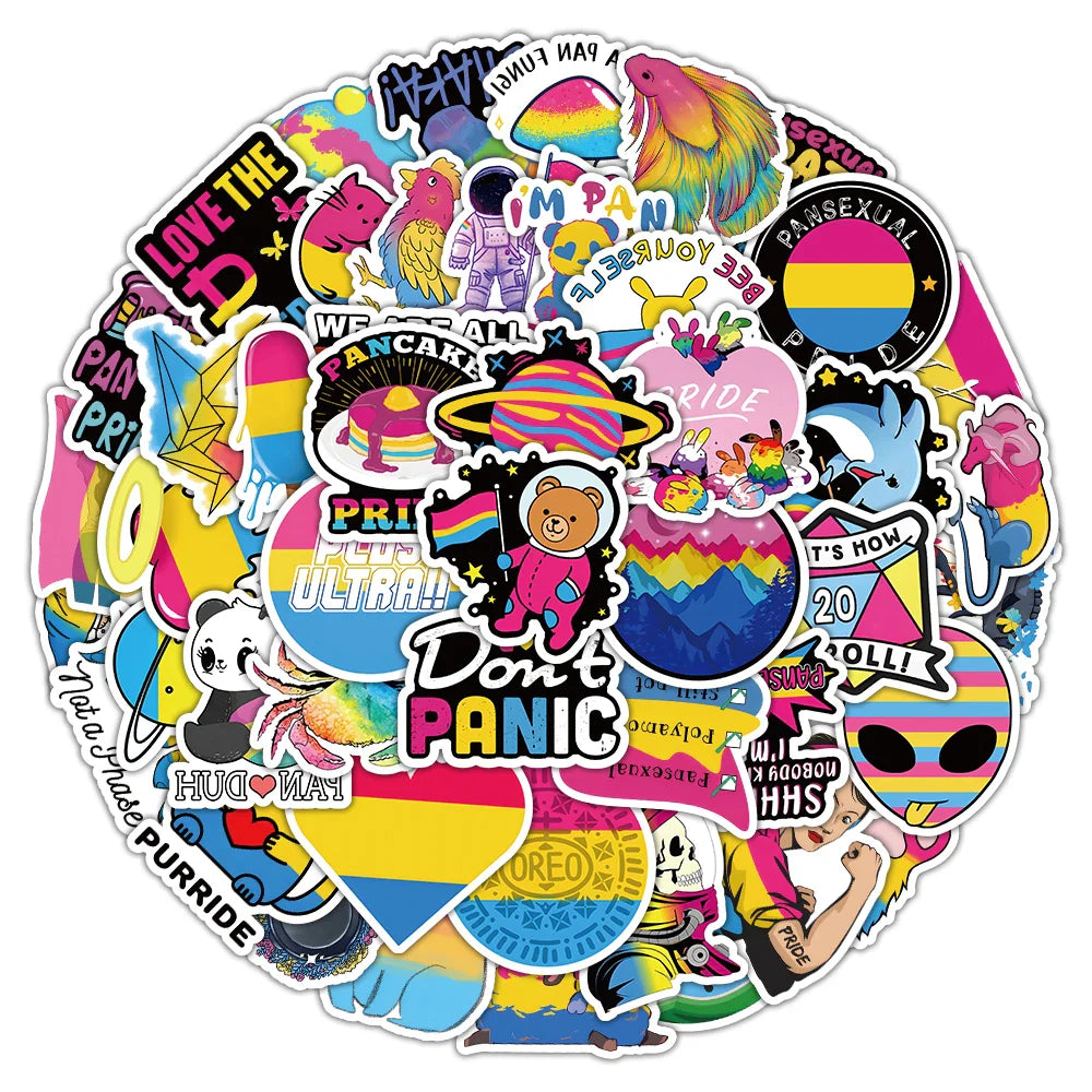 Pansexual Pride LGBT Graffiti Stickers Waterproof Decals for Motorcycle Luggage Skateboard