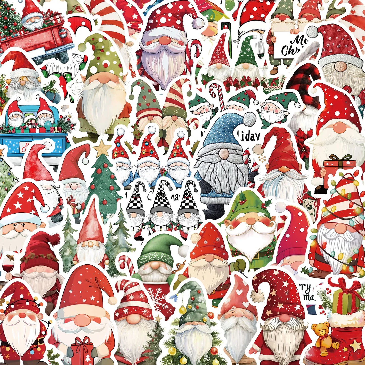 50pcs Dwarf Christmas Gnome Decoration Stickers Aesthetic for Students Gift Toy DIY Laptop Luggage Phone Sticker