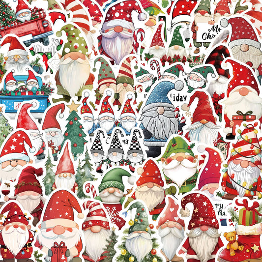 50pcs Dwarf Christmas Gnome Decoration Stickers Aesthetic for Students Gift Toy DIY Laptop Luggage Phone Sticker