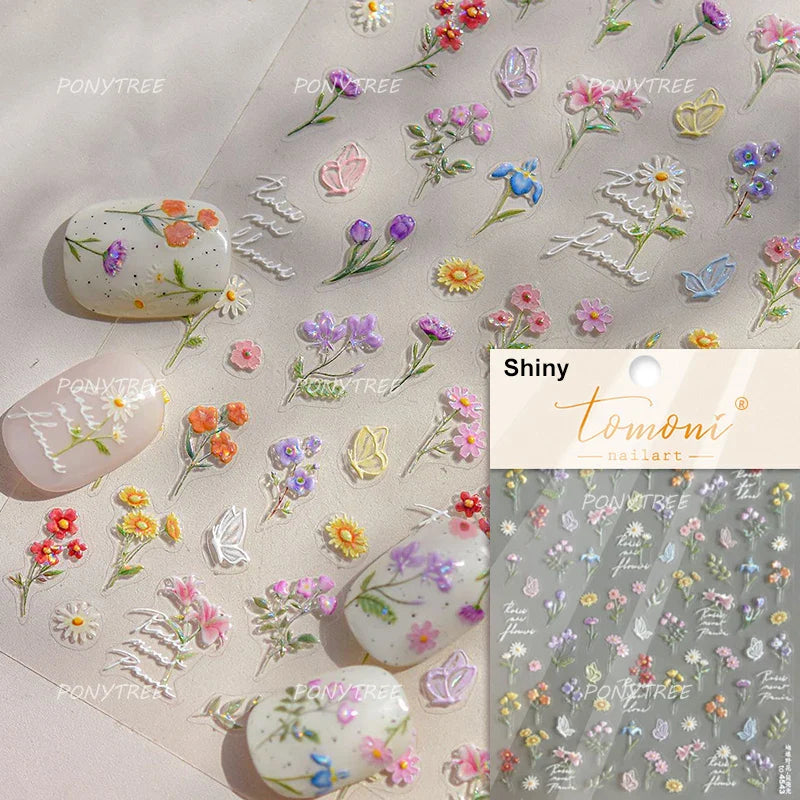 Angel Wing Rose Vase Nail Art Stickers Decals