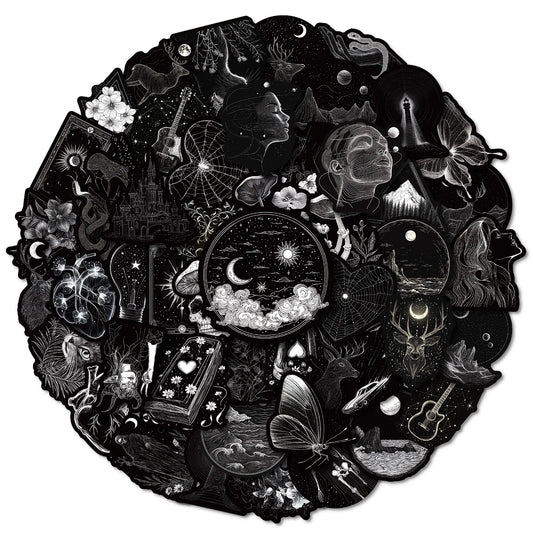 10/50Pcs Aesthetic Black White Gothic Graffiti Stickers Skull DIY Motorcycle Laptop Phone Helmet Car Stationery Cool Decals Toys