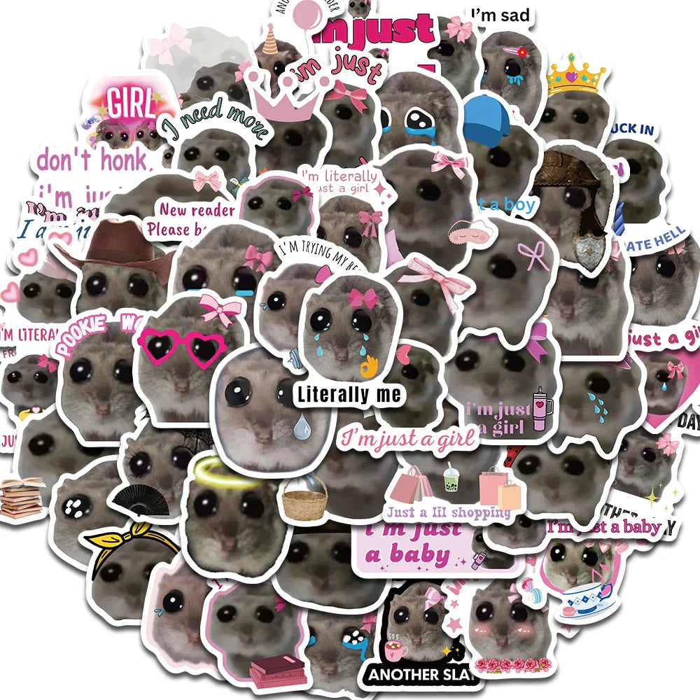 56PCS Cute Hamster Mouse Stickers Aesthetic Kawaii Cartoon Laptop Luggage Bicycle Diary Decals