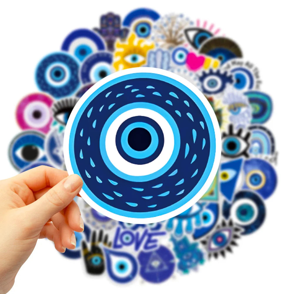 10/30/50PCS Cool Turkish Evil Eye Stickers Aesthetic Decals For Kids Phone Laptop Guitar Luggage Car Waterproof Sticker Kid Toys