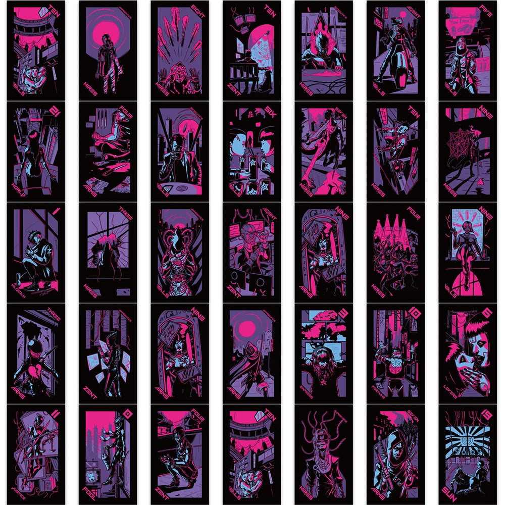 10/30/72PCS Dark Tarot Cards Purple Cool Stickers Decoration For Phone Laptop Notebook Skateboard Bike Car Wall Decals Toys Gift