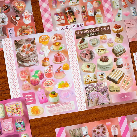Japanese Vintage Kawaii Food Stickers Set (4pcs)