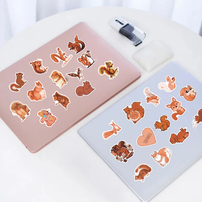 10/50pcs Cartoon Squirrel Stickers Scrapbook Articles Cute Nuts Squirrel Decal Craft Articles Materials DIY Children's Decals