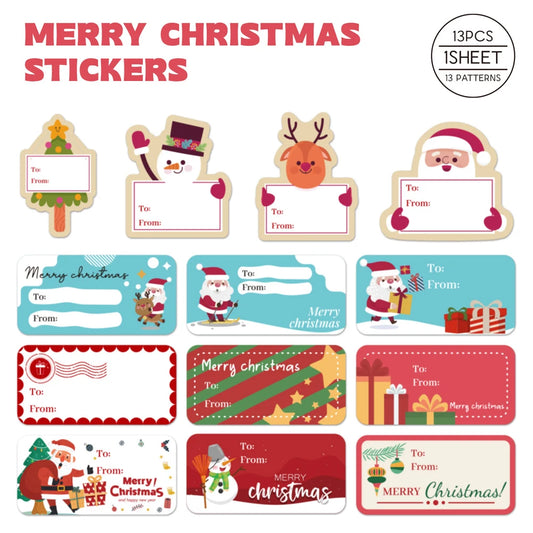 65-130Pcs/pack Merry Christmas Gift Name Tags Present Sealing Labels Stickers Christmas Gift Package Decoration DIY Xmas Sticker