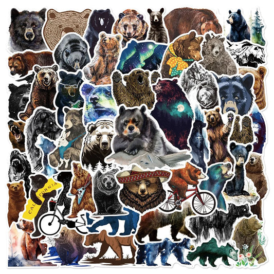 Bear Cartoon Stickers Pack - Phone, Laptop, Luggage, Skateboard Decals for Kids